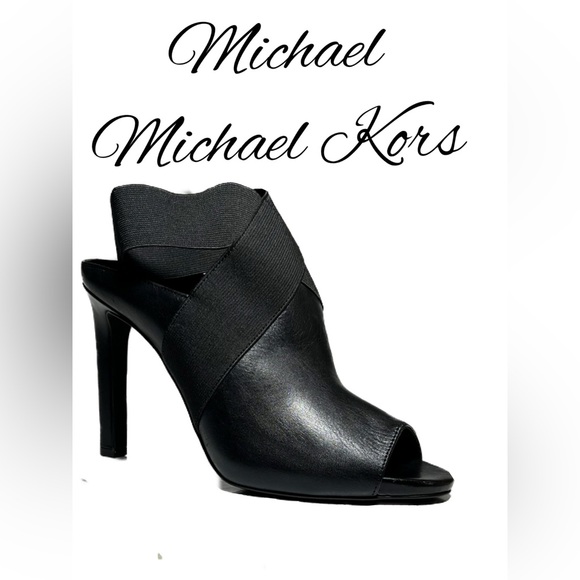 MICHAEL,Michael Kors Ames Open Toe Booties in Black Leather Size 7. MSRP $150 - Picture 4 of 14